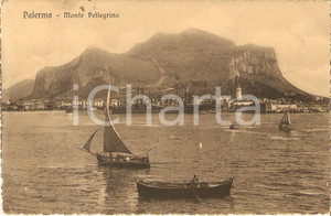 Cartolina originale da collezione 1912 PALERMO Barche dei pescatori davanti a MONTE PELLEGRINO Cartolina FP VG 1