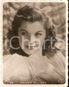 Fotografia d epoca originale 1950 ca CINEMA Esther WILLIAMS Ritratto con fiocco nei capelli Foto seriale 1