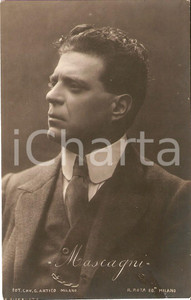 Cartolina originale da collezione 1910 ca LIRICA Ritratto di Pietro MASCAGNI Compositore Cartolina ed. ROTA 2 1