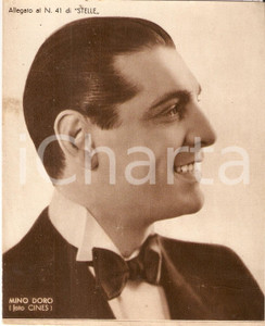 Stampa, bozzetto originale 1940 ca CINEMA Ritratto Mino DORO Allegato al n. 41 di STELLE 15x18 cm 1