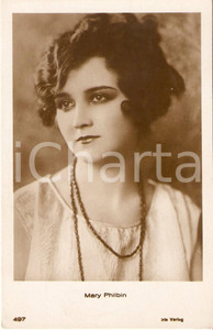 Cartolina originale da collezione 1930 ca CINEMA Actress Mary PHILBIN Portrait with necklace Cartolina FP NV 1