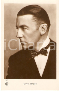 Cartolina originale da collezione 1925 ca CINEMA Actor Clive BROOK wears a bowtie  Cartolina FP NV 1