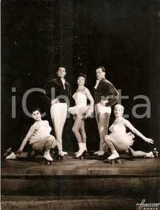 Autografo originale 1959 FRANCE CIRCUS Ritratto gruppo THE ROLWOOD Pattinaggio Foto con AUTOGRAFO 1