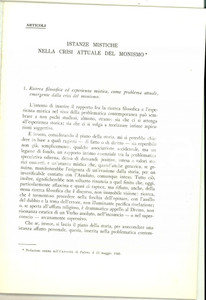 Libro, pubblicazione d epoca 1968 Andrea Mario MOSCHETTI Istanze mistiche nella crisi attuale del monismo 1
