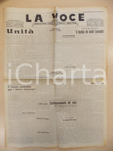 Giornale, rivista storica 1943 WW2 PADOVA LA VOCE Lavoratori nel dopoguerra  Vino contingentato Giornale 1