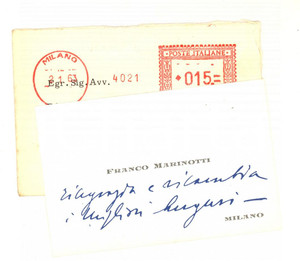 1963 MILANO Biglietto da visita dell'imprenditore Franco MARINOTTI *Autografo 1963 MILANO Biglietto da visita dell'imprenditore Franco MARINOTTI *Autografo