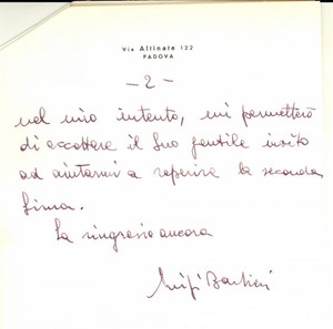 Autografo originale 1977 PADOVA Luigi Ciccio BARBIERI tenta iscrizione alla Democrazia Cristiana 1