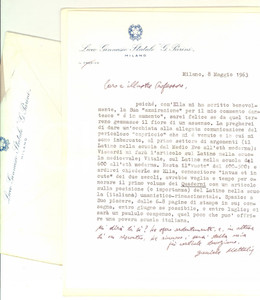 Autografo originale 1963 MILANO Daniele MATTALIA chiede un articolo sul latino per i Quaderni 1