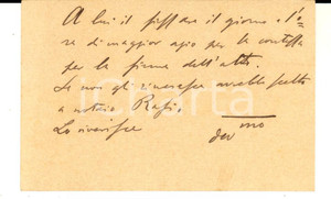 Autografo originale 1910 PADOVA Biglietto da visita avv. Antonio RENIER con messaggio autografo 1