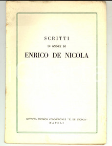 Libro, pubblicazione d epoca 1960 ca NAPOLI Scritti in onore di Enrico De Nicola Autografo Edoardo GENNARINI 1