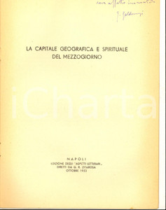 Libro, pubblicazione d epoca 1953 Franco GALDENZI Capitale geografica e spirituale del Mezzogiorno Autografo 1