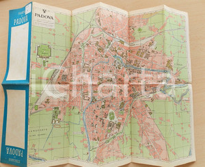 Mappa, planimetria storica 1950 ca PADOVA Pianta a colori della città e stradario Pieghevole 50x36 cm 1