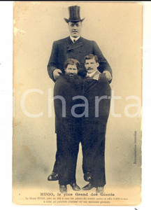 Cartolina originale da collezione 1910 ca FRANCE CIRQUE HUGO, le plus grand des gÃ©ants Carte postale GIGANTISME 1