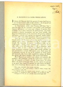 Libro, pubblicazione d epoca 1955 Emilio SANTINI Il Manzoni e la sacra predicazione Invio AUTOGRAFO 1