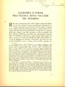 Libro, pubblicazione d epoca 1954 Filippo PIEMONTESE Allegoria e poesia nell Ecloga Sesta  Invio AUTOGRAFO 1