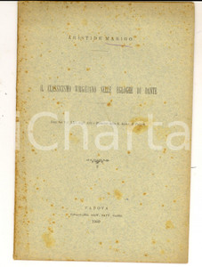 Libro, pubblicazione d epoca 1909 Aristide MARIGO Il classicismo virgiliano nelle Egloghe di Dante 1