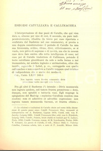 Libro, pubblicazione d epoca 1958 Antonino LUPPINO Esegesi catulliana e callimachea Invio AUTOGRAFO 14 pp. 1