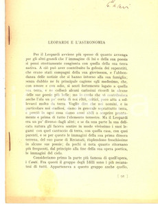 Libro, pubblicazione d epoca 1938 Giulio Augusto LEVI Leopardi e l astronomia Estratto con invio autografo 1