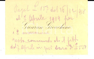 Autografo originale 1918 PADOVA Gioachino GUARAN imprenditore Biglietto da visita autografo 1