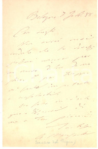 Autografo originale 1888 BOLOGNA Condoglianze Angelo MARESCOTTI a Vittorio LUGLI AUTOGRAFO 1