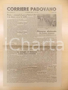 Giornale, rivista storica 1945 CORRIERE PADOVANO Punire i criminali di guerra nazisti Giornale P.W.B. 1 1