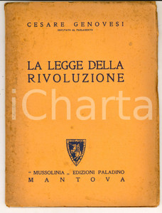 Libro, pubblicazione d epoca 1929 Cesare GENOVESI La legge della Rivoluzione Ed. PALADINO MUSSOLINIA 1