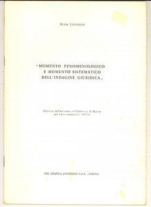 Libro, pubblicazione d epoca 1975 Guido LUCATELLO Momento fenomenologico dell indagine Invio AUTOGRAFO 1