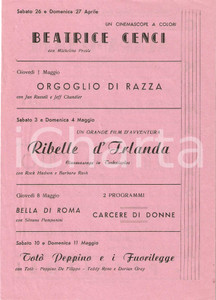 Materiale pubblicitario d’epoca 1957 PETRITOLI Cinema ASTRA Volantino programmazione TOTÃ’ PEPPINO E I FUORILEGGE 1