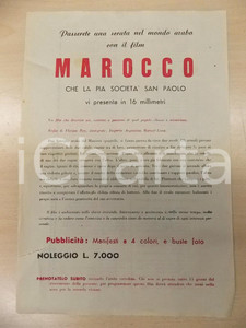 Materiale pubblicitario d’epoca 1960 ca PIA SOCIETA  SAN PAOLO presenta MAROCCO film di Florian REY Volantino 1