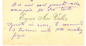 Oggetto da collezione cartaceo 1890 ca PADOVA Avv. Eugenio VALLI  Biglietto da visita autografo 1