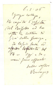 Oggetto da collezione cartaceo 1906 PADOVA Piazza Eremitani  Avv. Enrico TURAZZA Biglietto da visita autografo 1