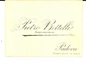 Oggetto da collezione cartaceo 1910 ca PADOVA Pietro BETTELLI Rappresentanze  Biglietto da visita 1