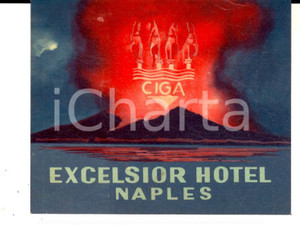 Materiale pubblicitario d’epoca 1930 ca NAPOLI  EXCELSIOR Hotel  CIGA Etichetta pubblicitaria 9x7 cm 1