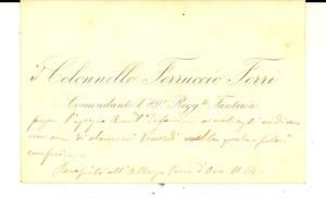 Oggetto da collezione cartaceo 1900 ca PADOVA Col. Ferruccio FERRI 89° Fanteria  Biglietto da visita autografo 1