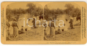 Fotografia d epoca originale 1910 ca PALESTINE Baptising in the Jordan  Stereoview UNDERWOOD & UNDERWOOD 1
