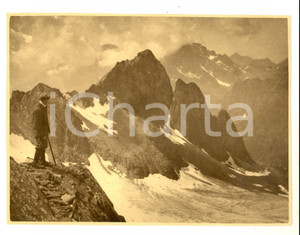 Fotografia d epoca originale 1907 VALLE SERIANA Pizzo RECASTELLO e Ghiacciaio del GLENO Foto ANIMATA 23x17 1