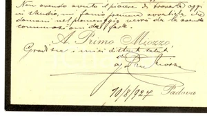 Oggetto da collezione cartaceo 1927 PADOVA Agostino Primo MIOZZO architetto  Biglietto da visita autografo 1