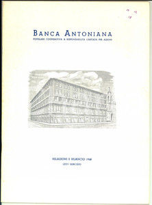 Libro, pubblicazione d epoca 1968 BANCA ANTONIANA di PADOVA E TRIESTE  Relazione e bilancio 50 pp. 1