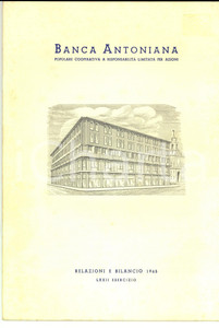 Libro, pubblicazione d epoca 1965 BANCA ANTONIANA di PADOVA E TRIESTE  Relazione e bilancio 50 pp. 1