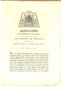 Libro, pubblicazione d epoca 1851 VERCELLI Mons. Alessandro D ANGENNES Vita cristiana in vista del Giubileo 1