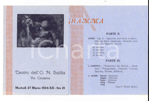 Materiale pubblicitario d’epoca 1934 GENOVA Teatro ONB Via Cesarea  Programma serata benefica 1