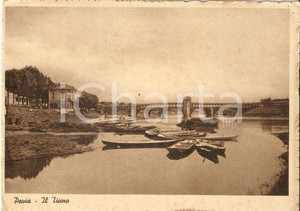 Cartolina originale da collezione 1935 ca PAVIA Barche sul TICINO Panorama Cartolina FG NV 1