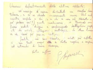 Autografo originale 1947 SESSA AURUNCA Gioacchino PAPARELLI progetta biografia di Pio II Autografo 1