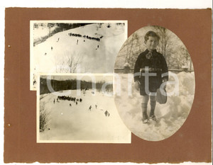 Fotografia d epoca originale 1930 VALGANNA Villaggio Alpino Touring  Bambini sulla neve  Collage 3 foto 1