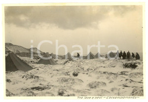 Fotografia d epoca originale 1922 SICILIA ETNA Accampamento gruppo C.A.I. Lombardia tra lave e nevi Foto 1