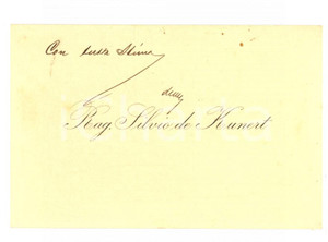 Oggetto da collezione cartaceo 1913 PADOVA Rag. Silvio DE KUNERT  Biglietto da visita con messaggio autografo 1