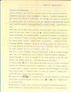 Manoscritto, lettera originale 1947 NAPOLI Edoardo GENNARINI chiede recensione per una sua opera Autografo 1
