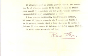 Manoscritto, lettera originale 1955 ROMA Lettera di Rino ALESSI a un amico lontano Autografo 1