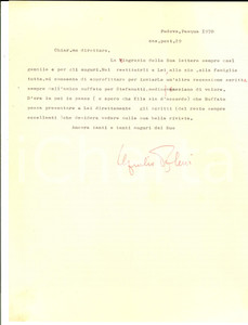 Autografo originale 1970 PADOVA Giulio ALESSI pro pubblicazione dell amico RUFFATO Autografo 1