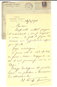 Autografo originale 1928 VERONA Ho fatto la figura del somaro Autografo avv. Antonio ALBERTI 1
